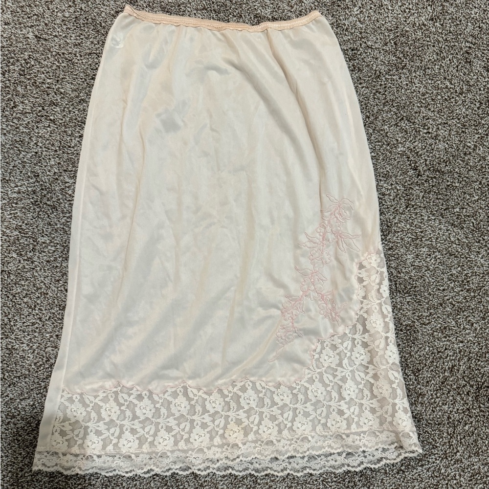 Elegant Cream Lace Slip Skirt